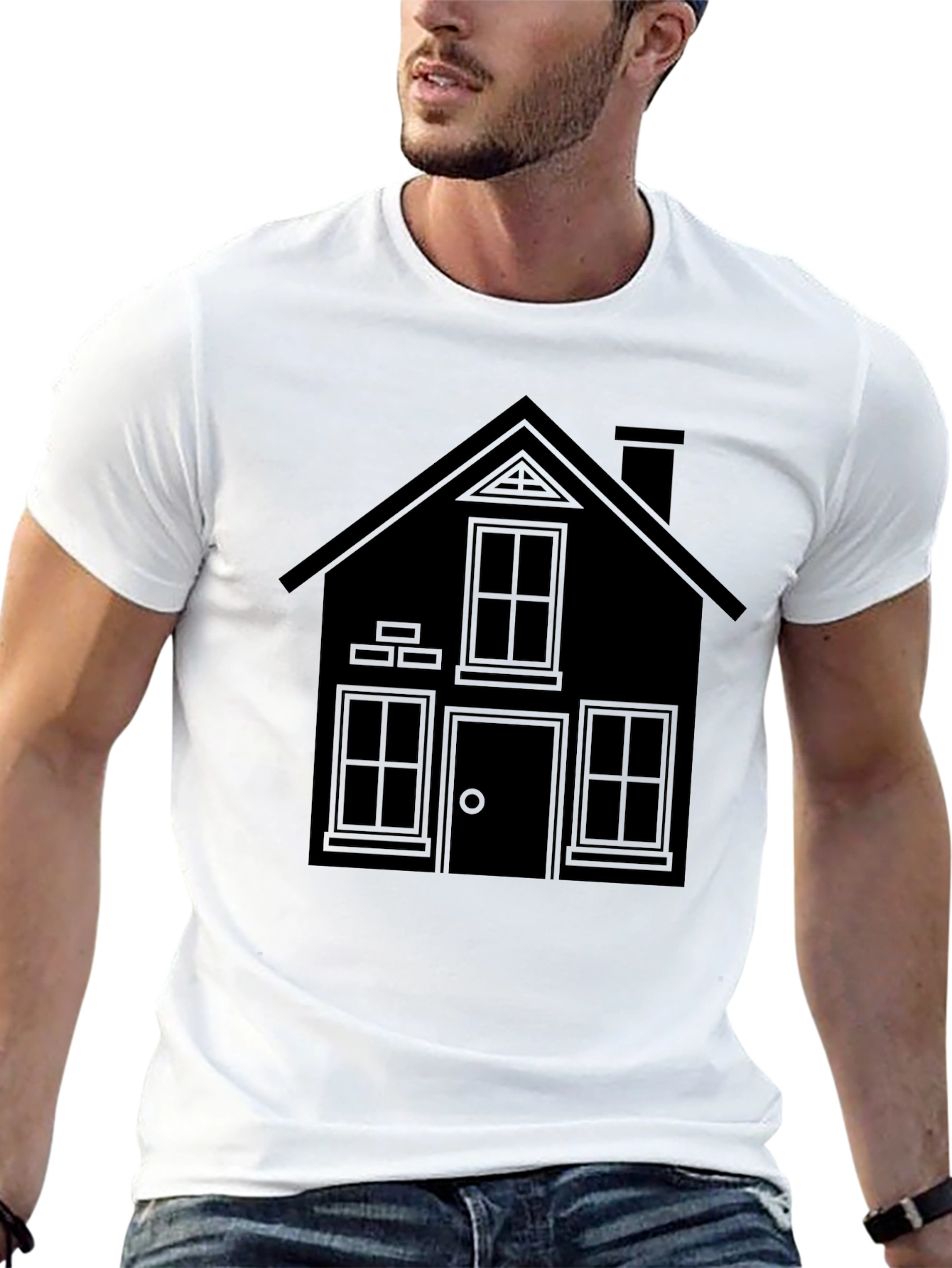 Modern Minimalist House Graphic Tee - Black