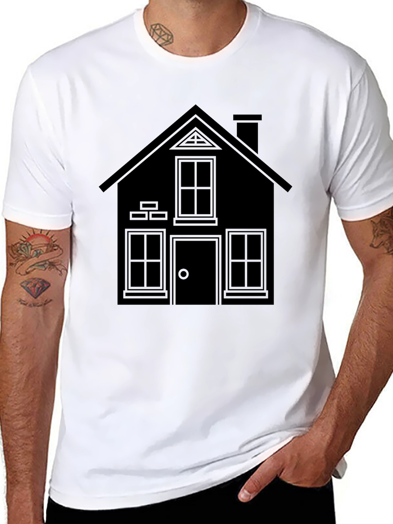 Modern Minimalist House Graphic Tee - Black
