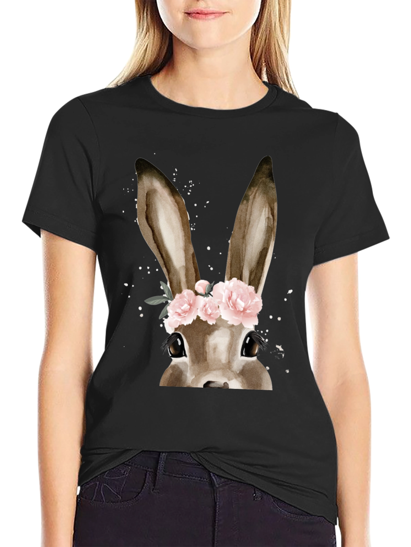 Floral Crown Bunny T-Shirt - Easter Ready