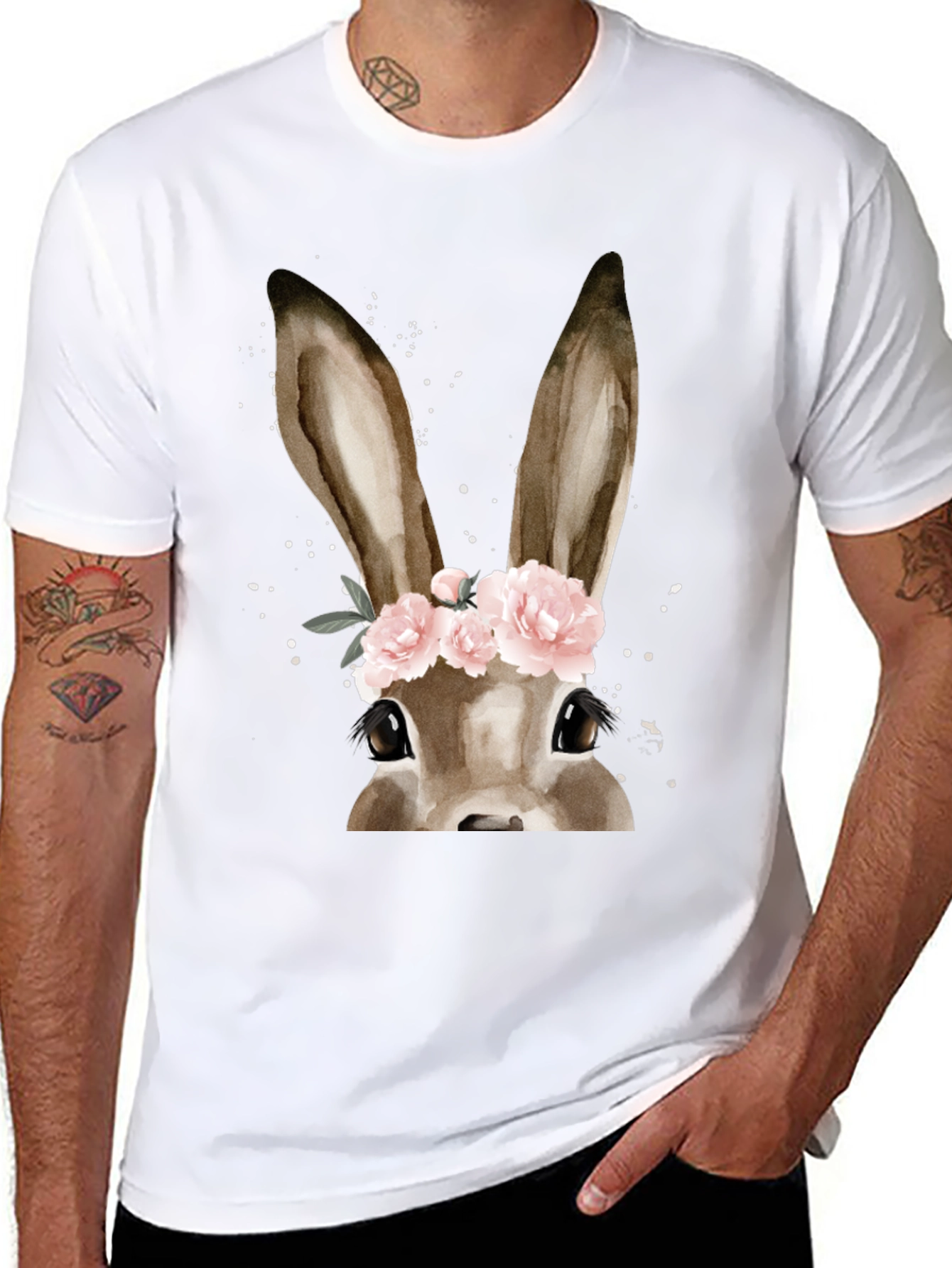 Floral Crown Bunny T-Shirt - Easter Ready