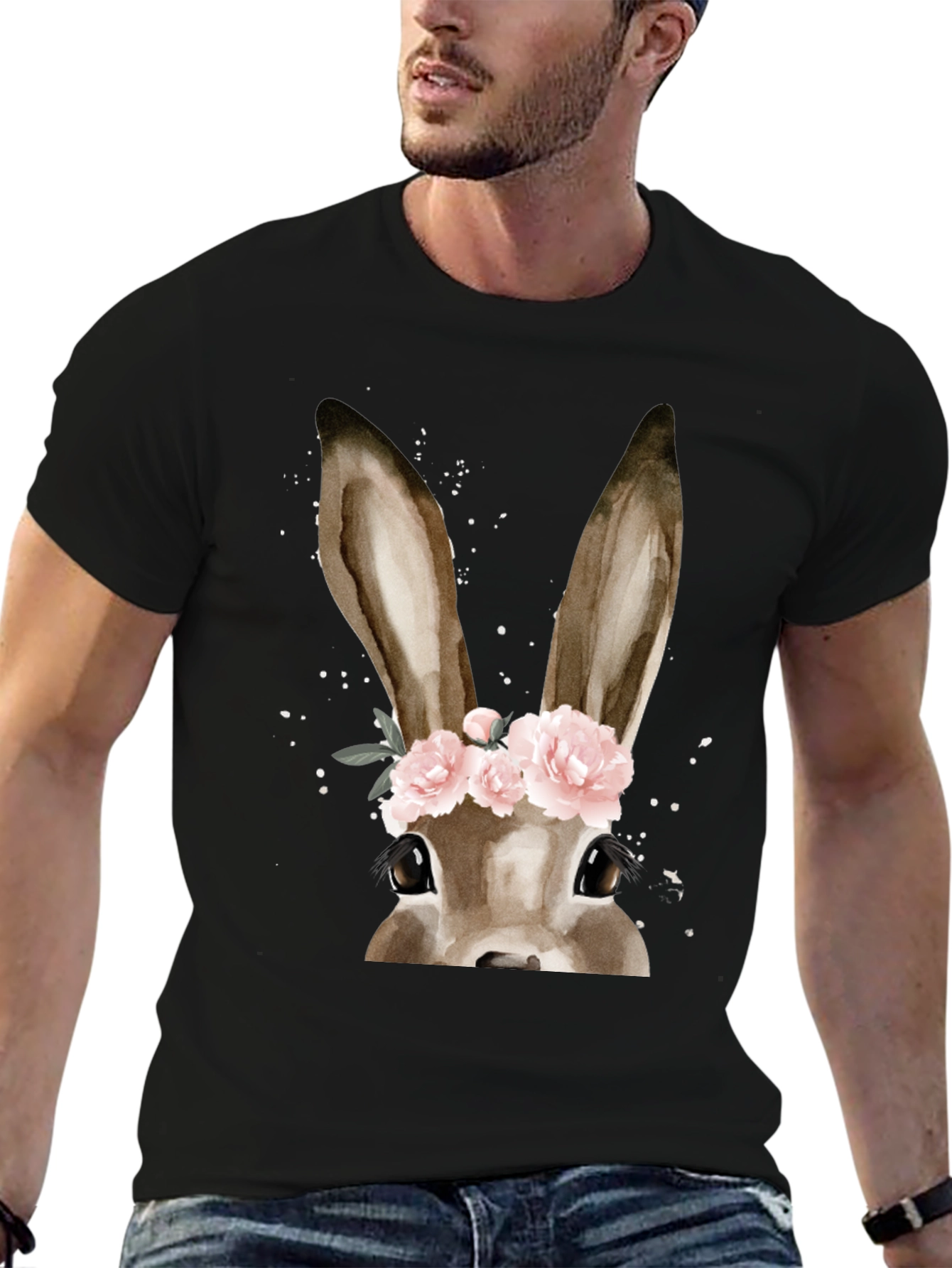 Floral Crown Bunny T-Shirt - Easter Ready
