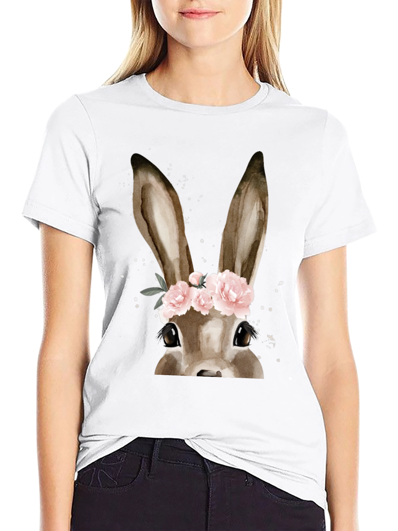 Floral Crown Bunny T-Shirt - Easter Ready