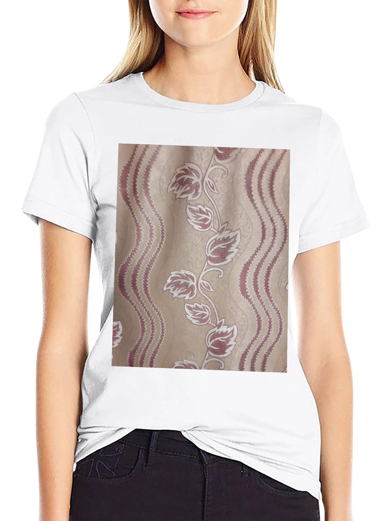 Floral Pattern Tee - Stylish Graphic Print T-Shirt