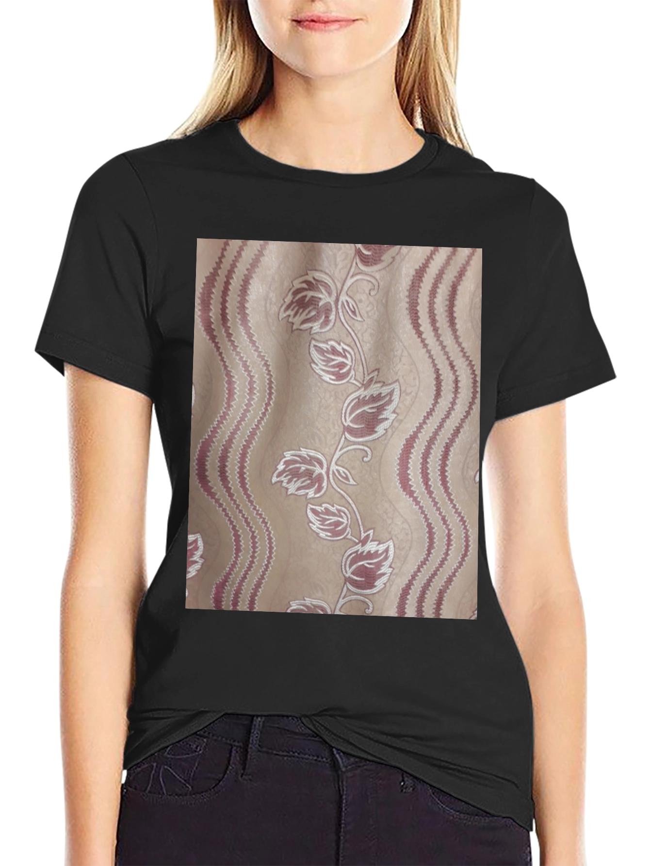 Floral Pattern Tee - Stylish Graphic Print T-Shirt