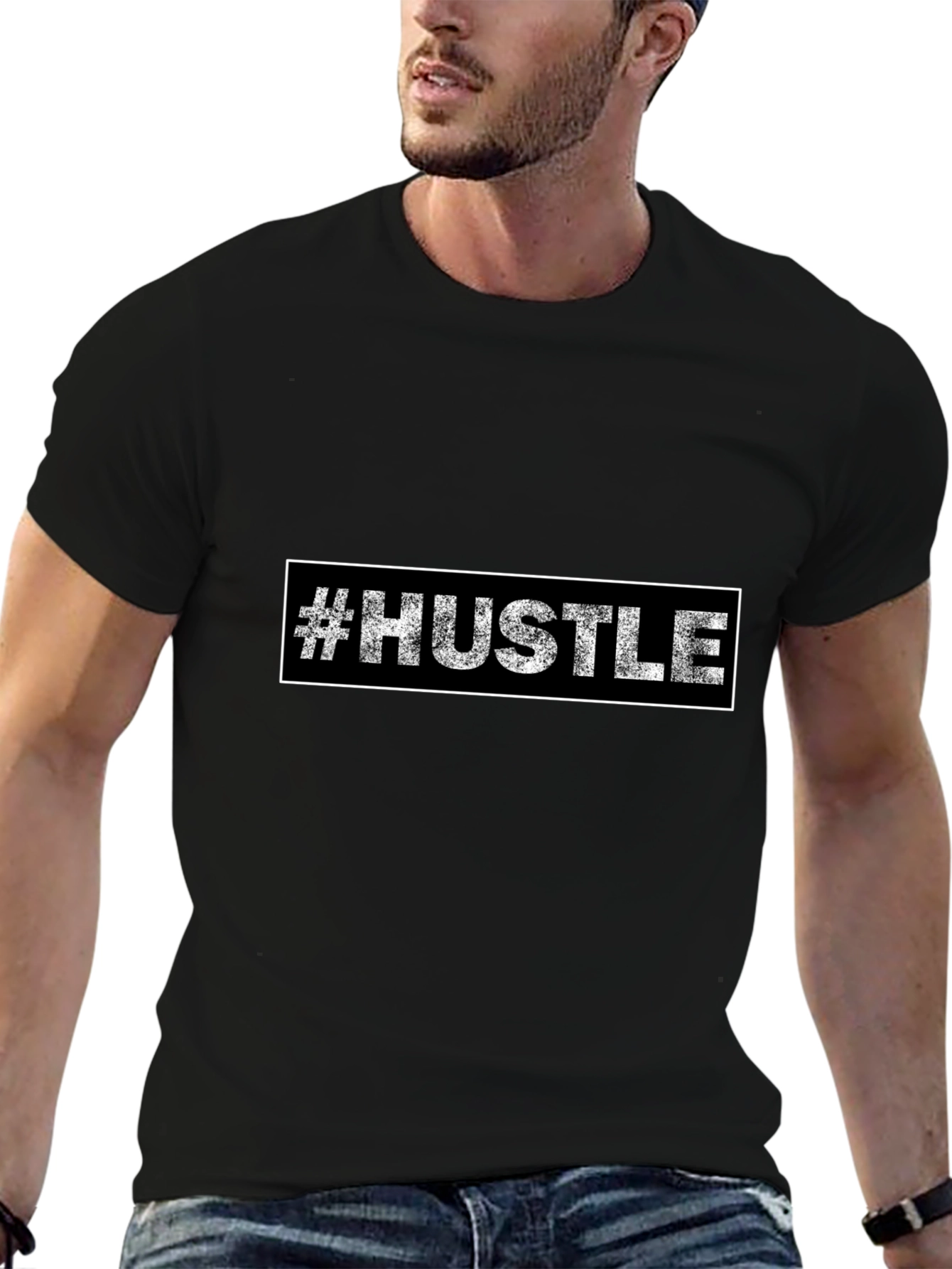Hustle Graphic Tee - Black Cotton T-Shirt