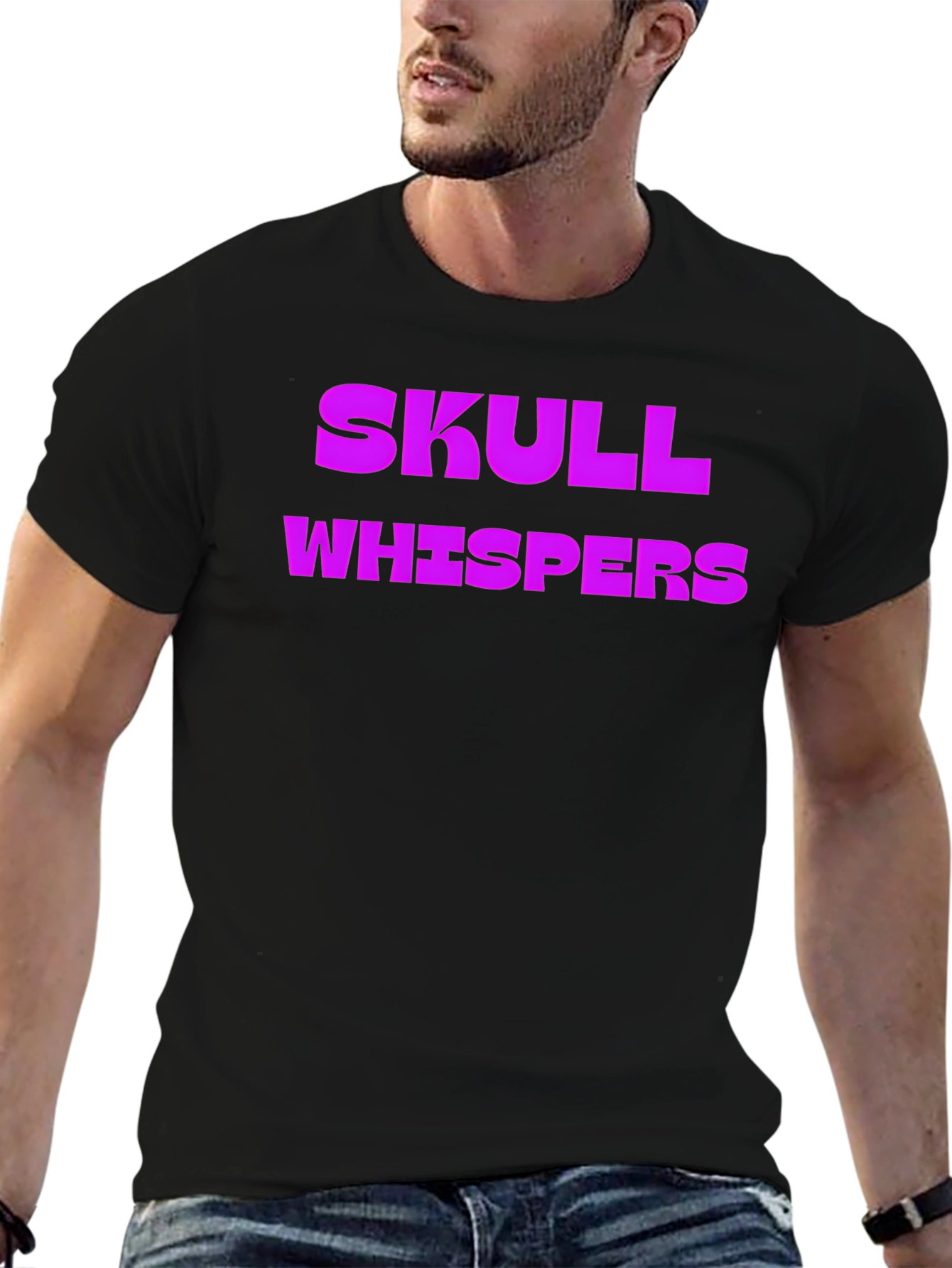 Skull Whispers Graphic Tee - Black Cotton