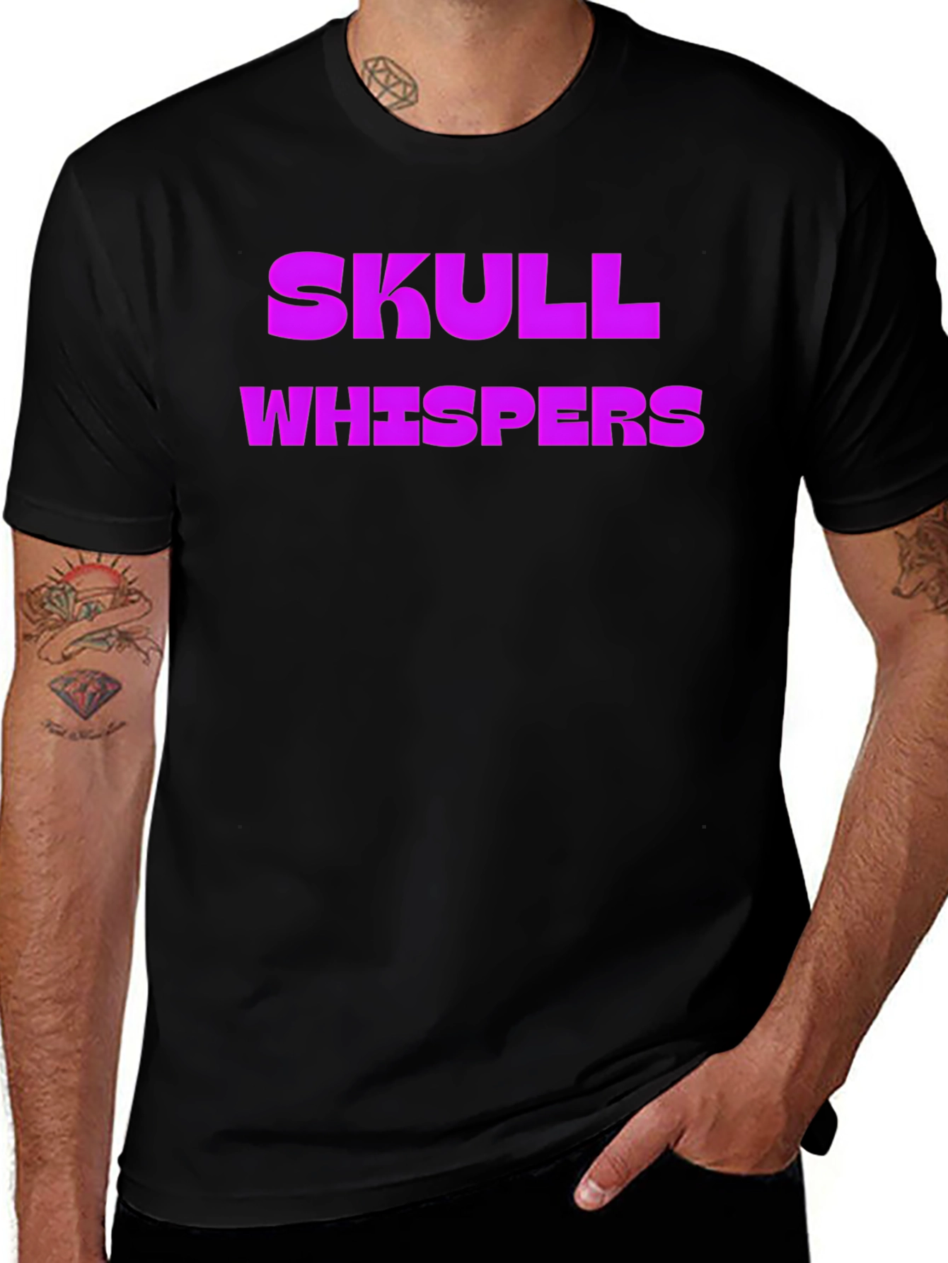 Skull Whispers Graphic Tee - Black Cotton