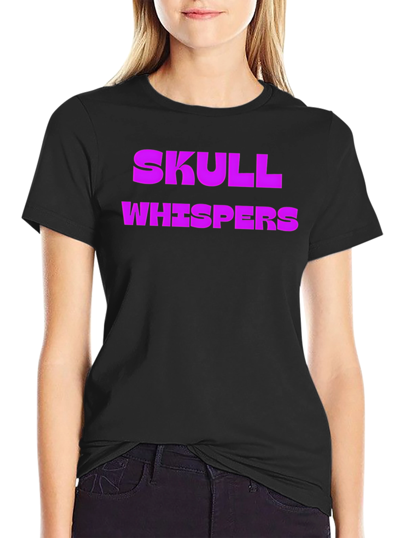 Skull Whispers Graphic Tee - Black Cotton