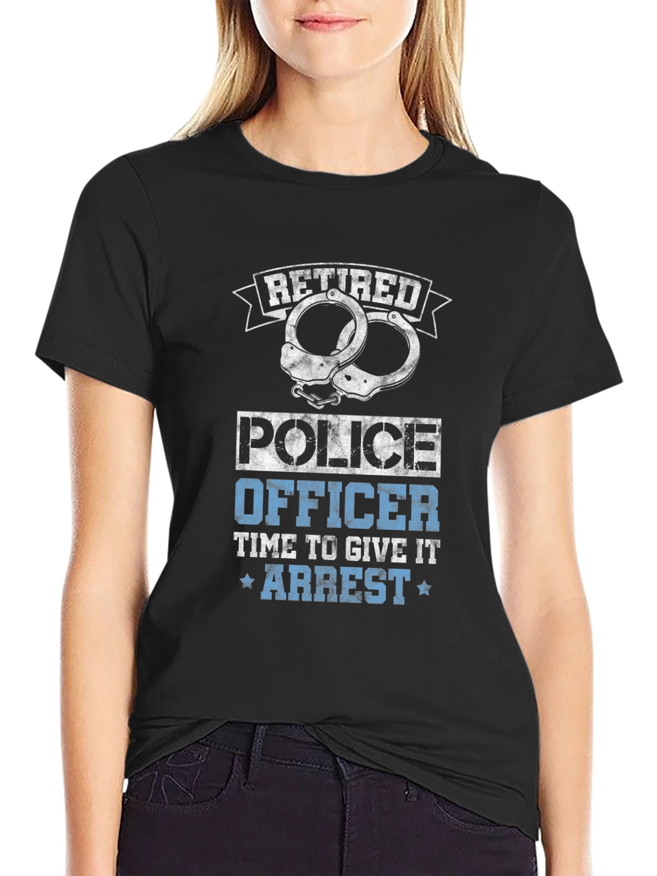 Retired Police Officer T-Shirt Handcuffs Design