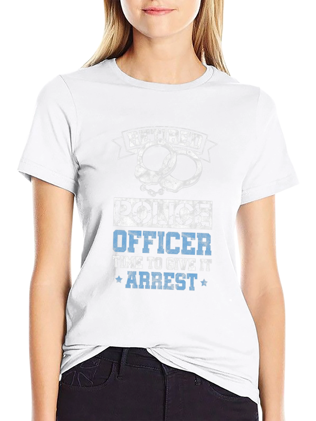 Retired Police Officer T-Shirt Handcuffs Design