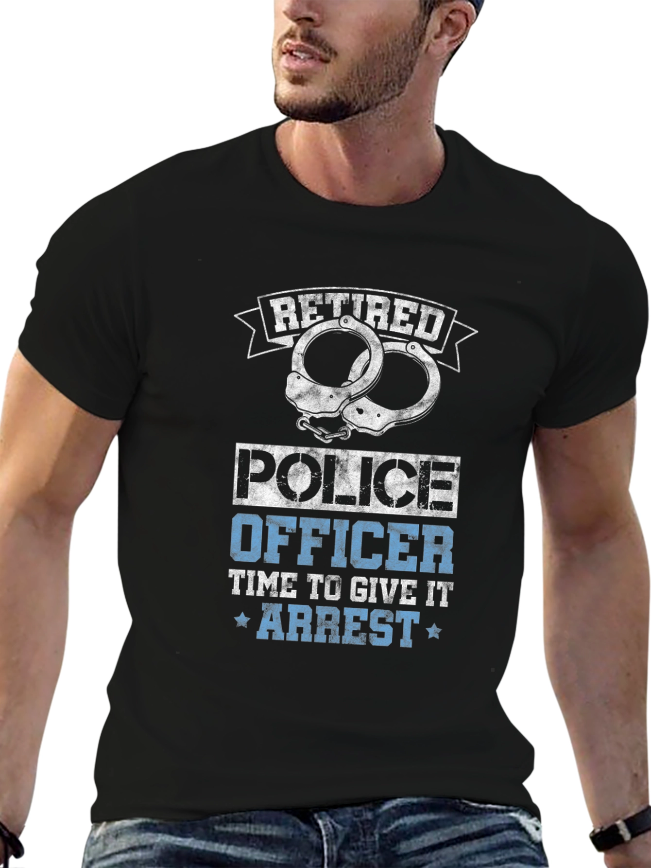 Retired Police Officer T-Shirt Handcuffs Design
