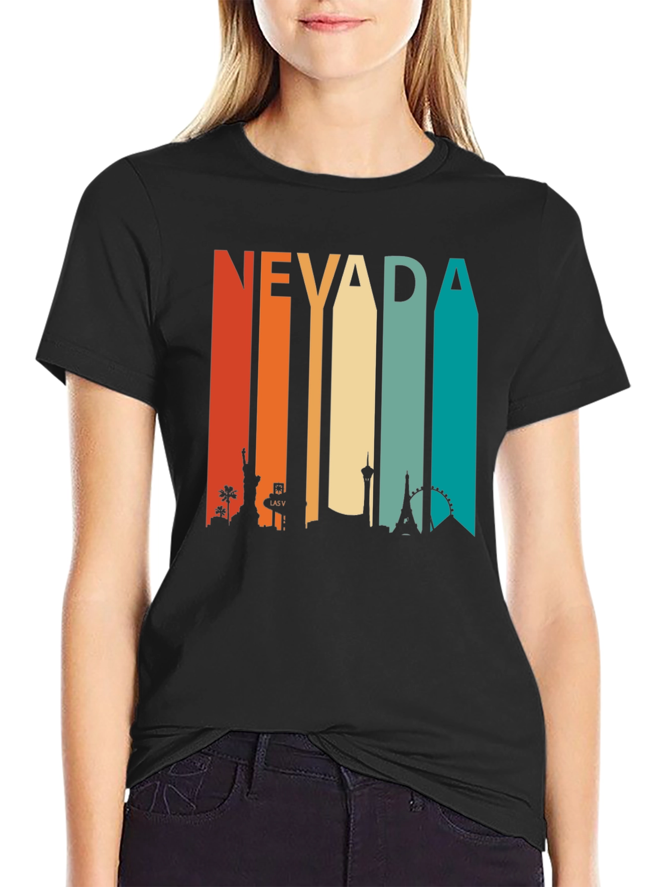 Nevada Striped Cityscape Graphic T-Shirt