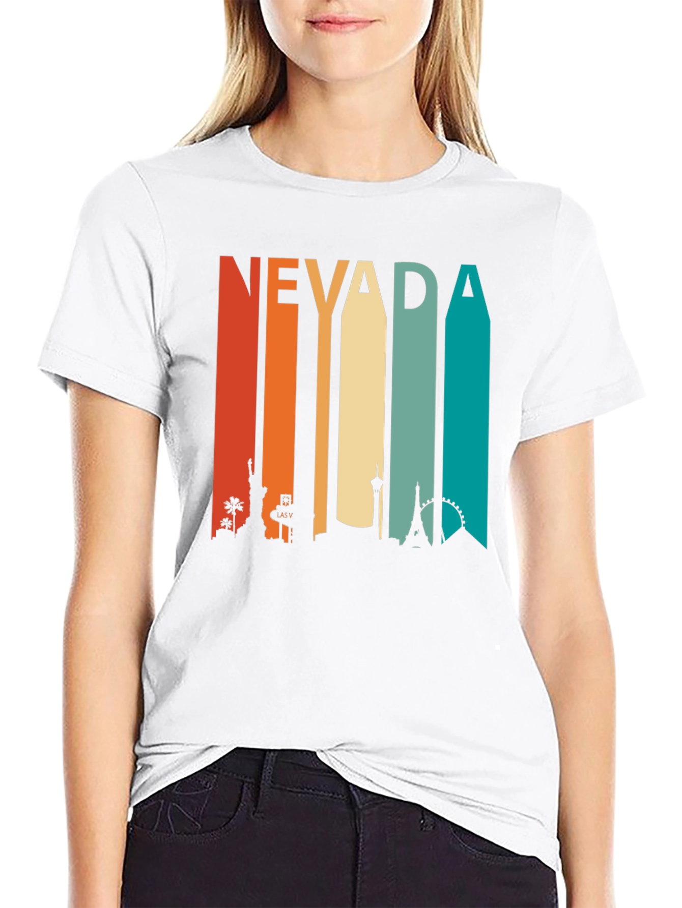 Nevada Striped Cityscape Graphic T-Shirt