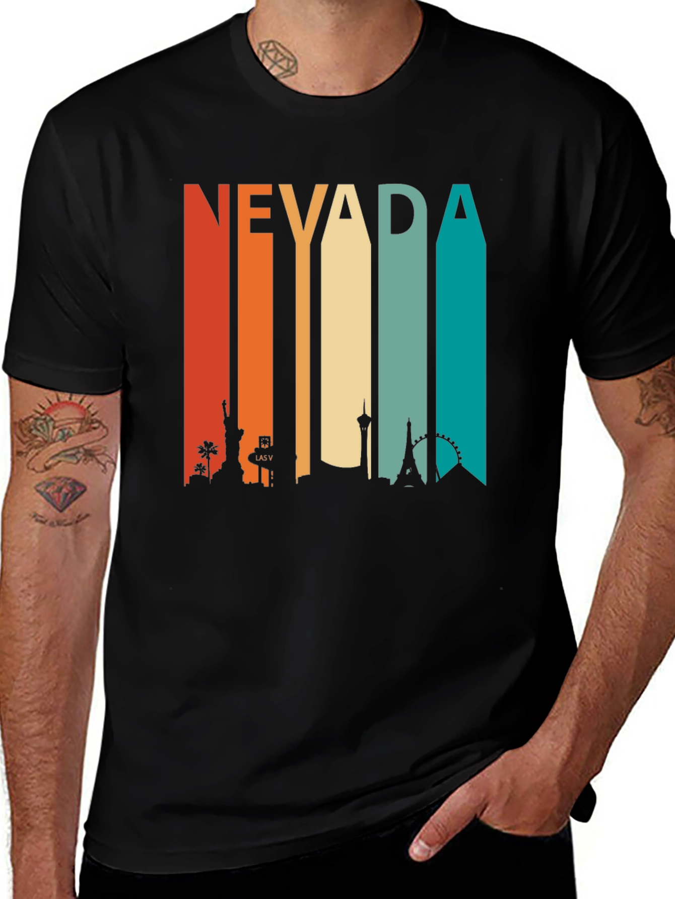 Nevada Striped Cityscape Graphic T-Shirt