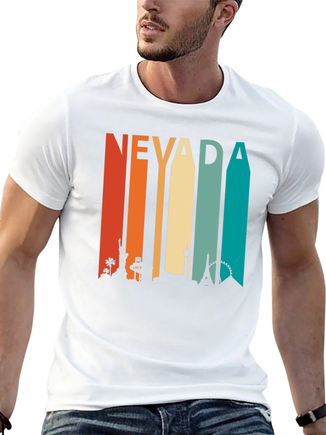 Nevada Striped Cityscape Graphic T-Shirt
