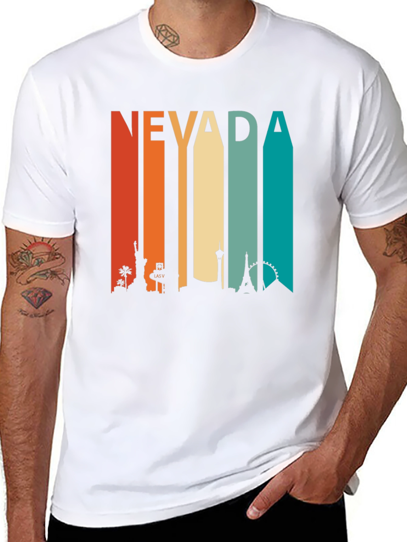 Nevada Striped Cityscape Graphic T-Shirt