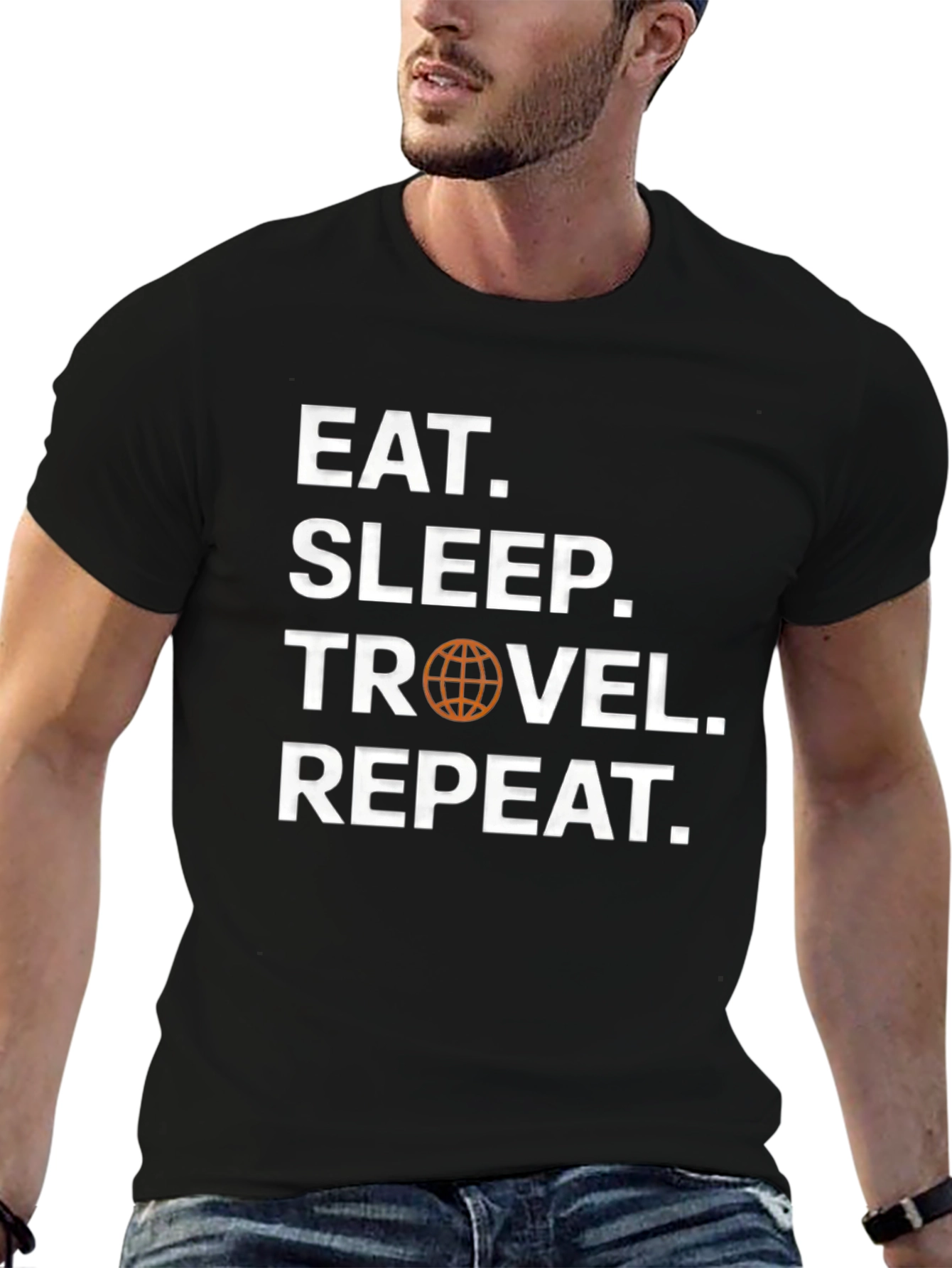 Eat Sleep Travel Repeat Black T-Shirt