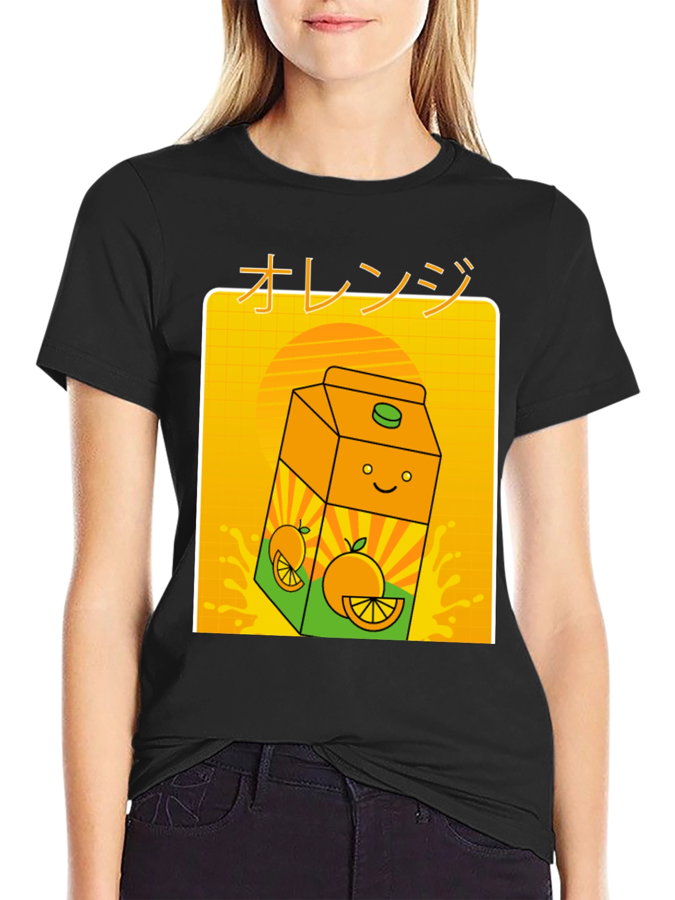 Orange Juice Cartoon T-Shirt - Kawaii Aesthetic Tee