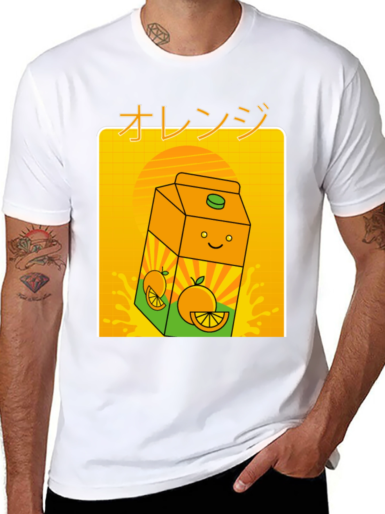 Orange Juice Cartoon T-Shirt - Kawaii Aesthetic Tee