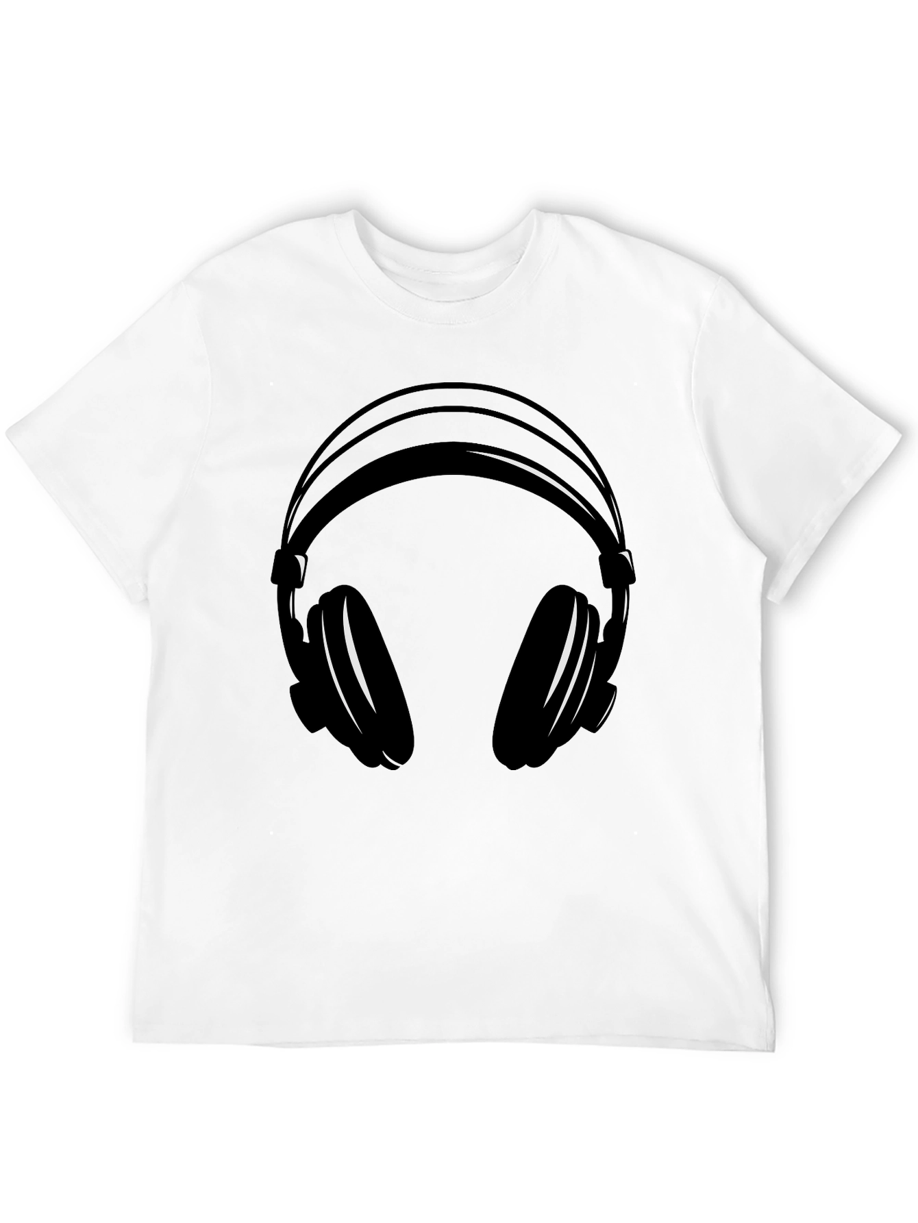 Headphones Graphic T-Shirt - Black Cotton Blend