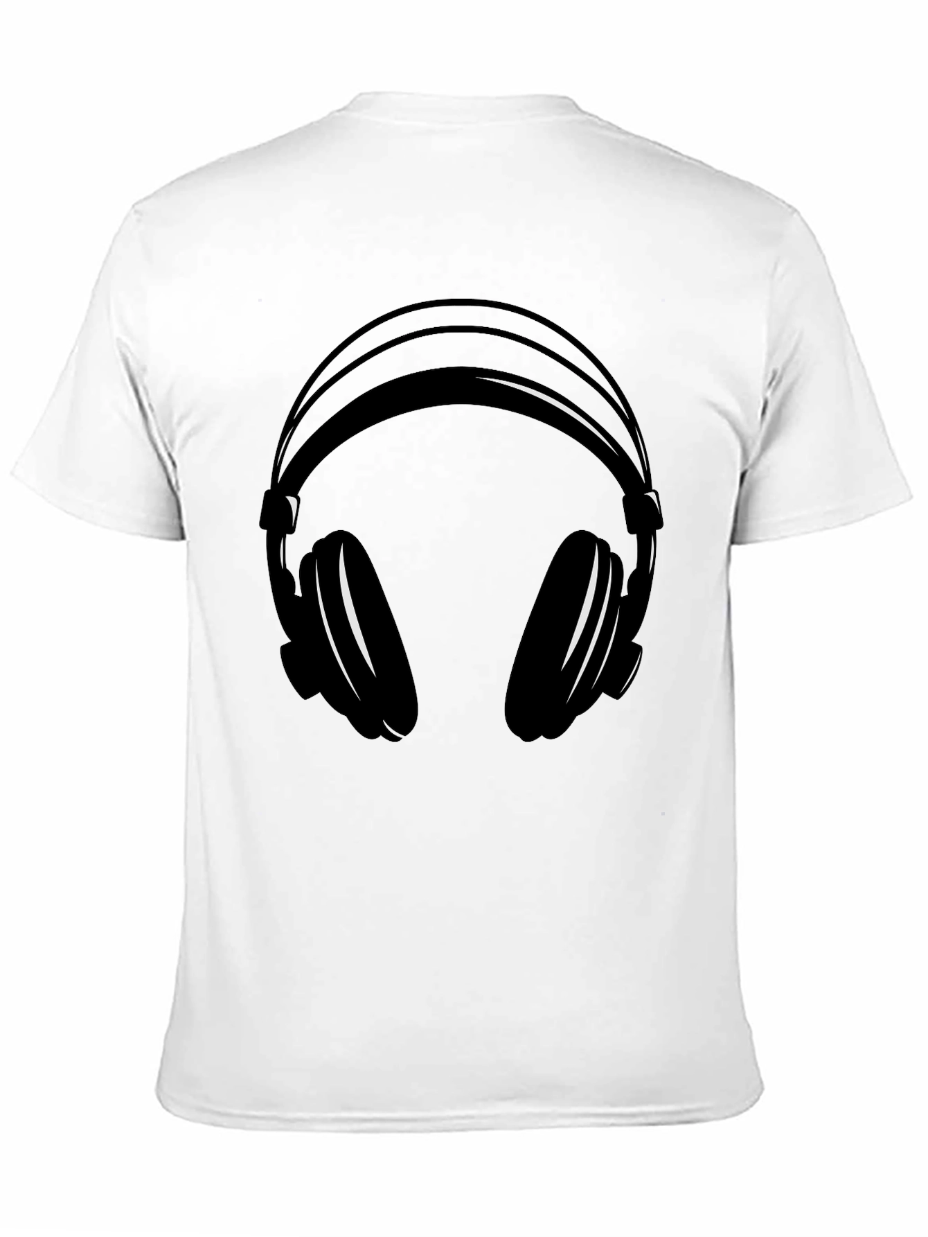 Headphones Graphic T-Shirt - Black Cotton Blend