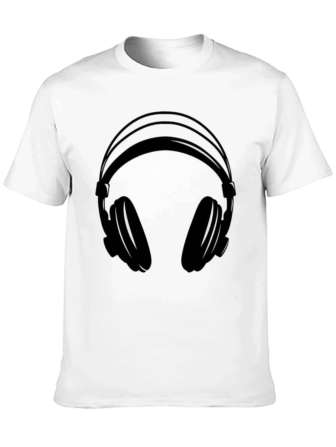 Headphones Graphic T-Shirt - Black Cotton Blend