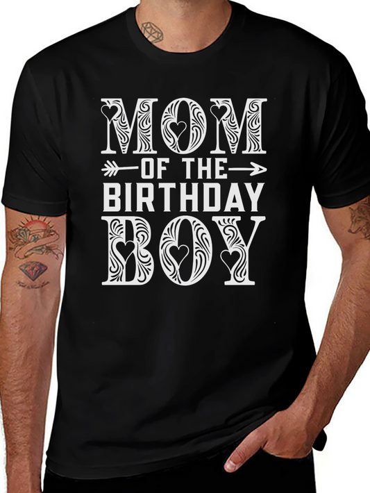 Mom of the Birthday Boy Tee - Decorative Heart Design