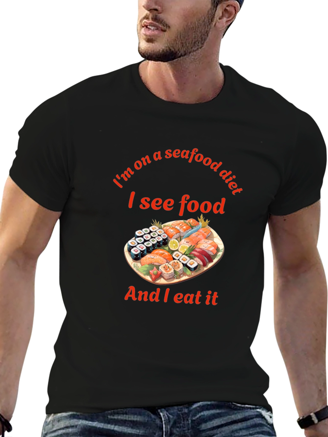 Seafood Diet T-Shirt - Funny Sushi Graphic Tee