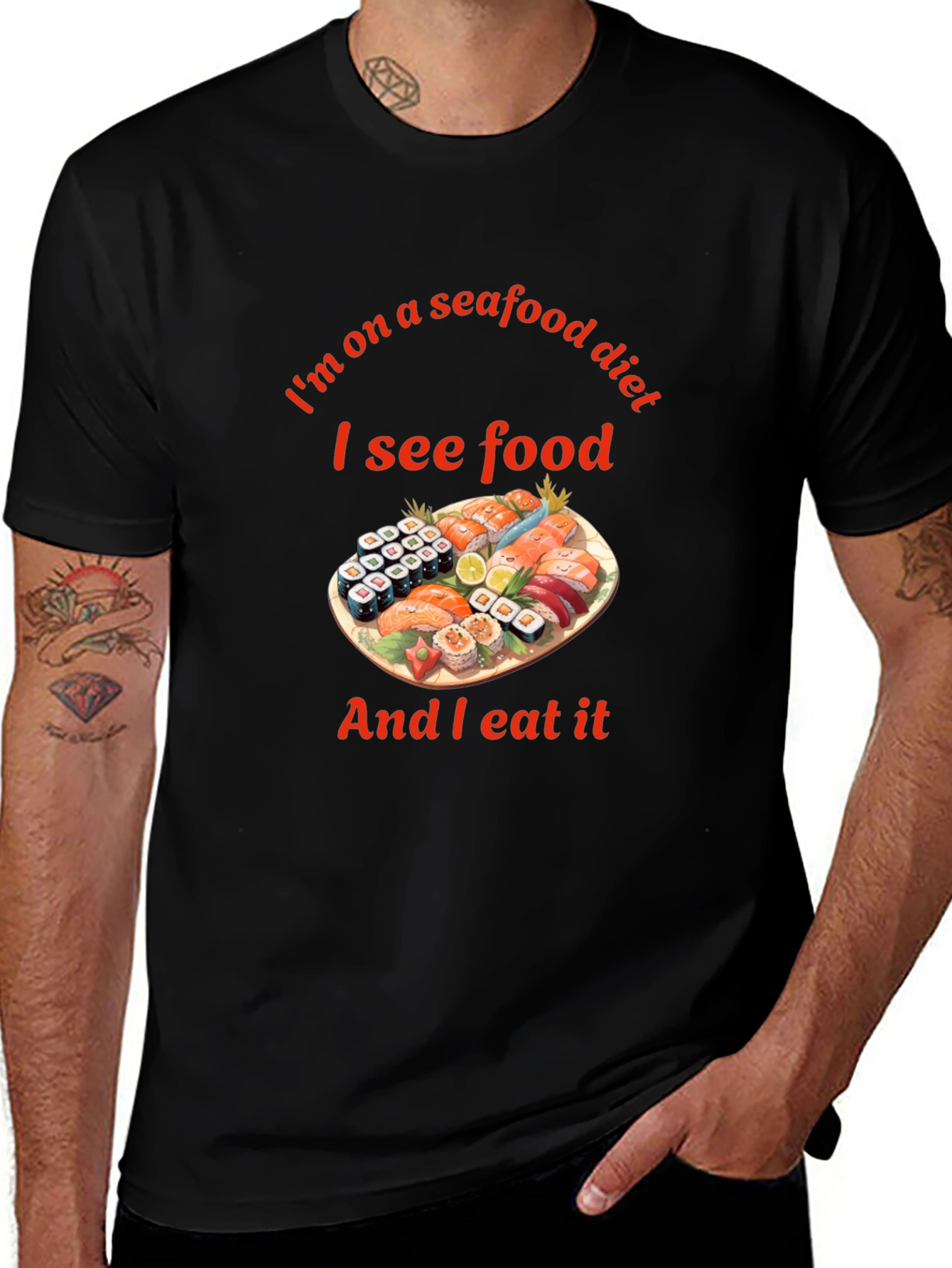 Seafood Diet T-Shirt - Funny Sushi Graphic Tee