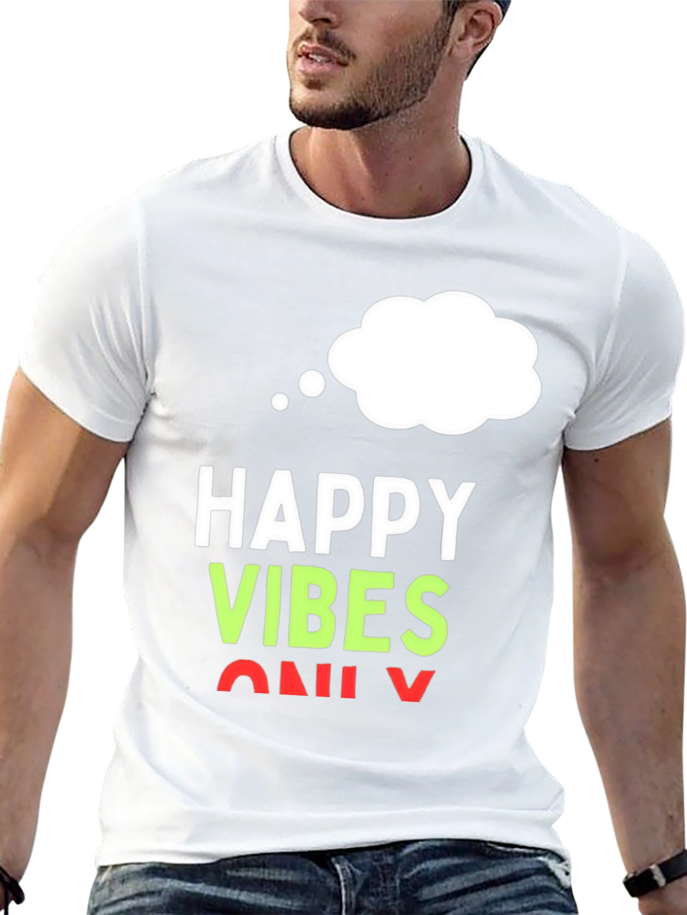 Happy Vibes Only T-Shirt - Black Casual Tee
