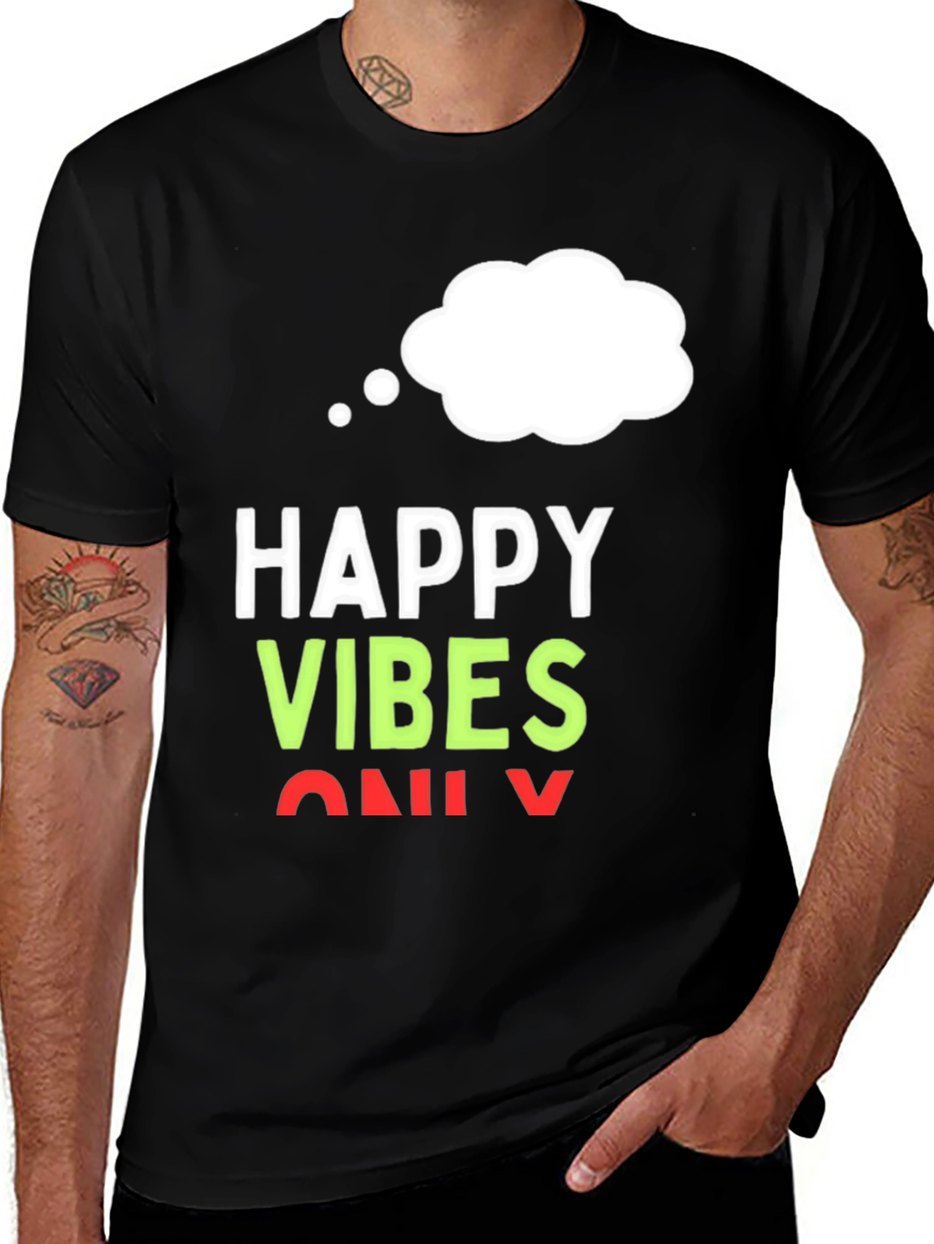 Happy Vibes Only T-Shirt - Black Casual Tee