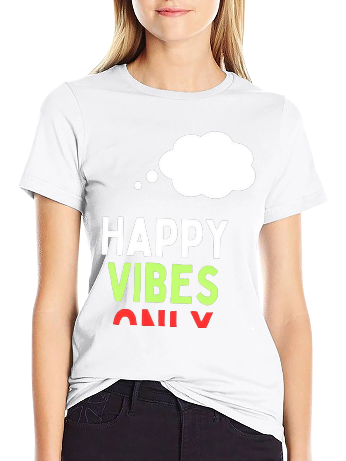 Happy Vibes Only T-Shirt - Black Casual Tee