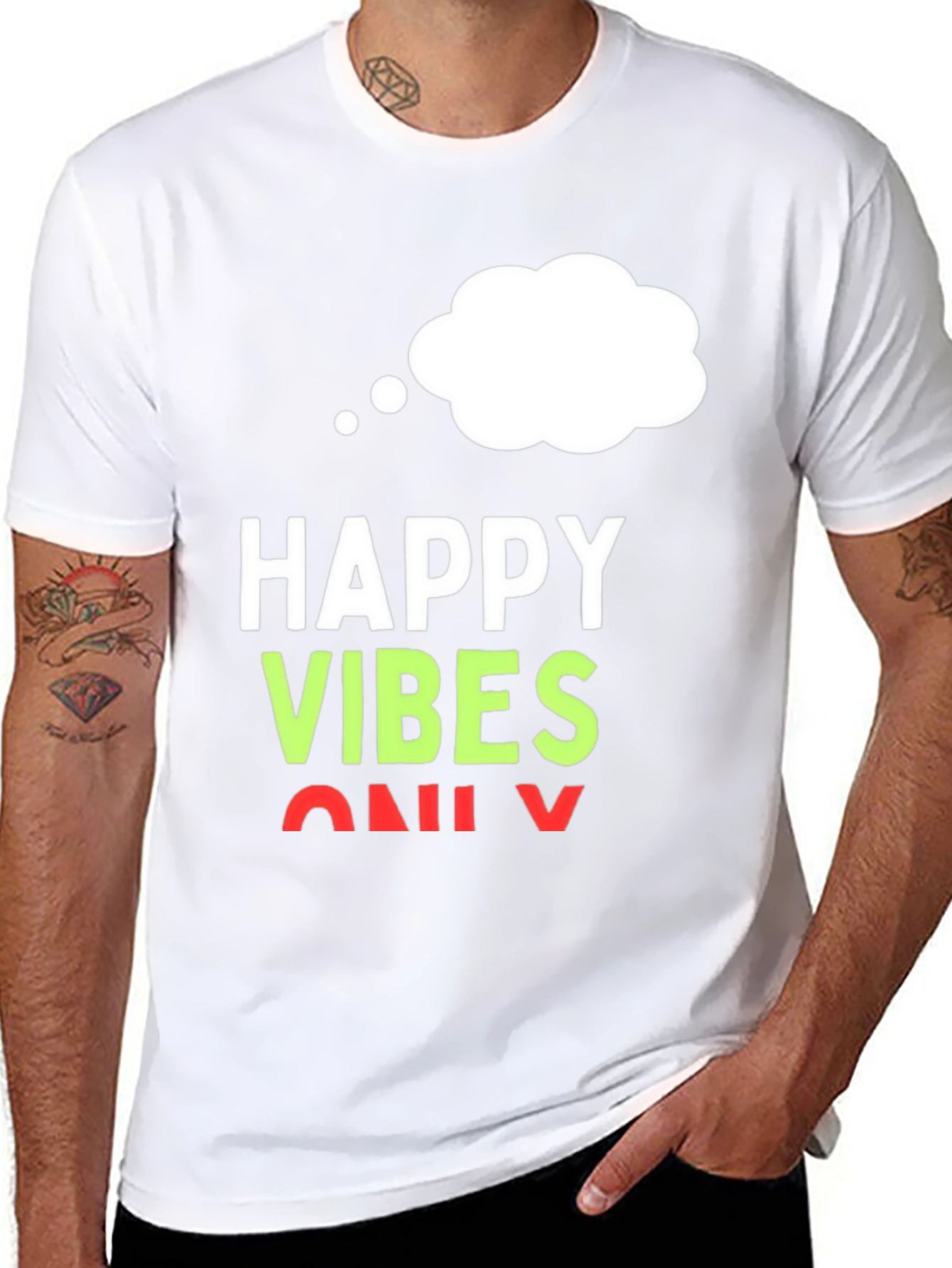 Happy Vibes Only T-Shirt - Black Casual Tee