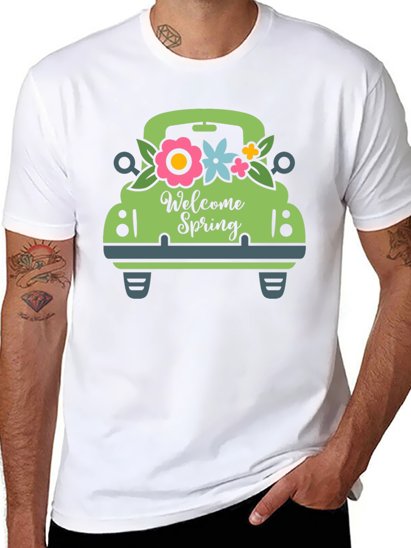 Welcome Spring Green Truck Graphic Tee