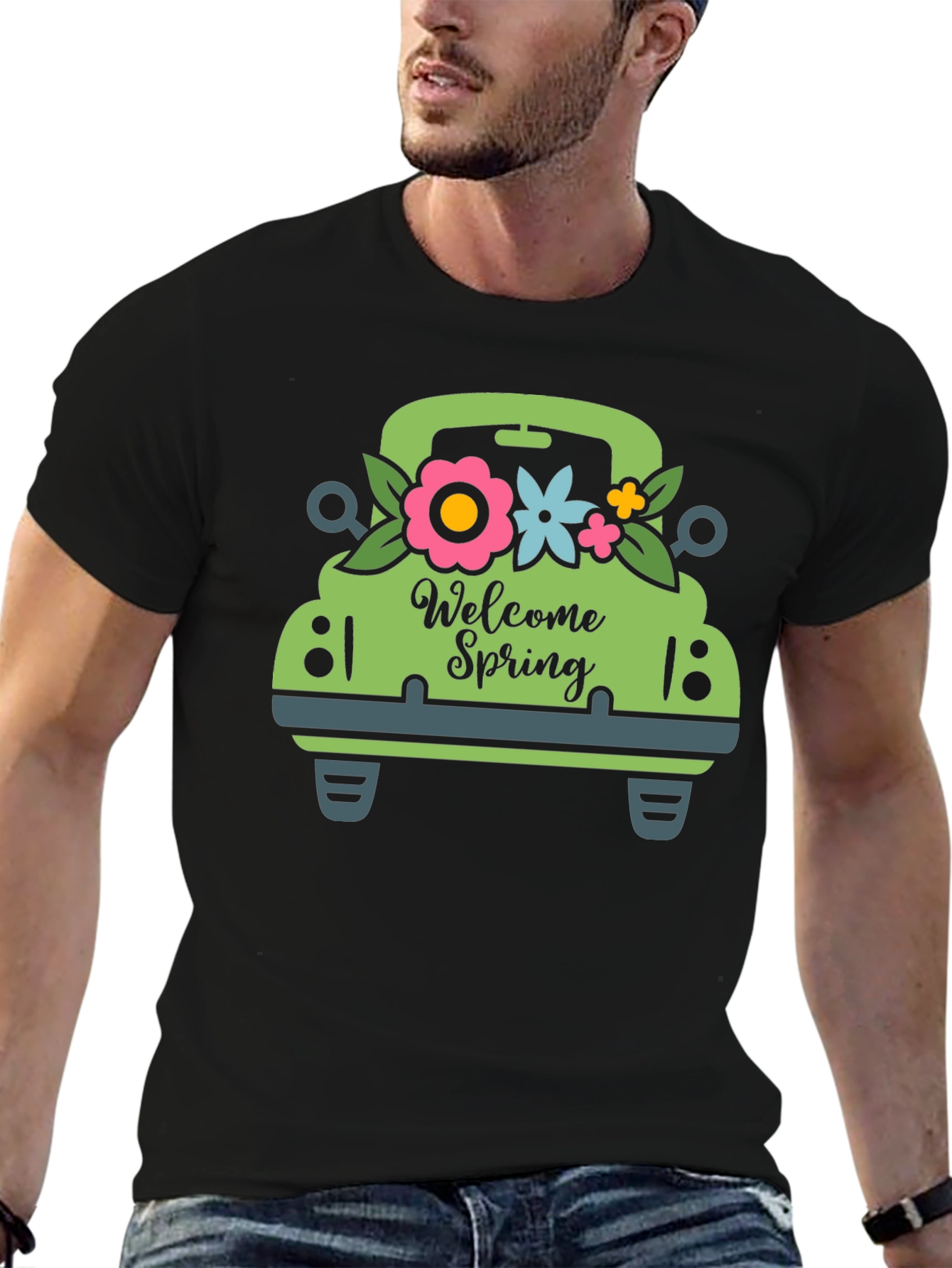 Welcome Spring Green Truck Graphic Tee