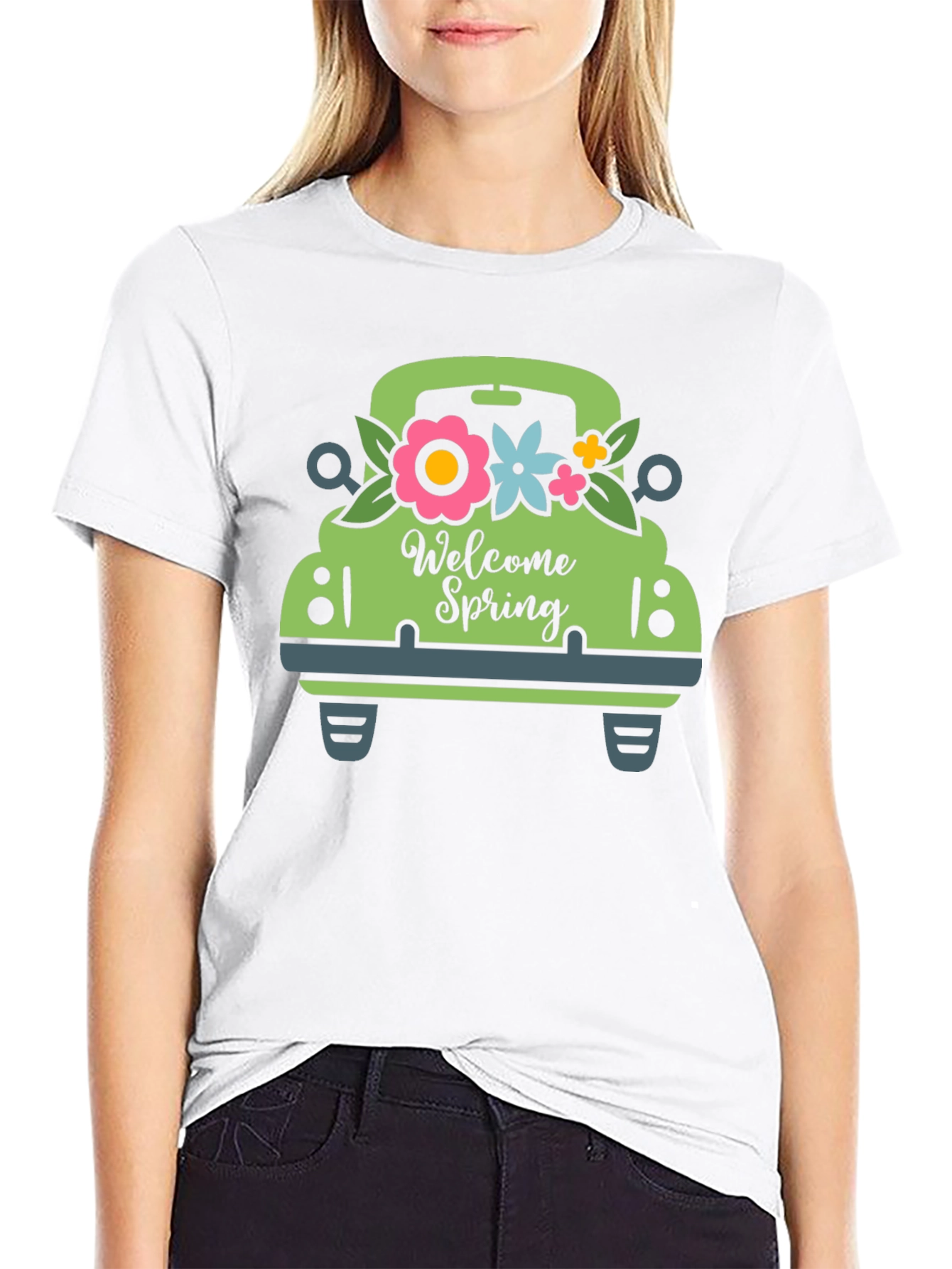 Welcome Spring Green Truck Graphic Tee