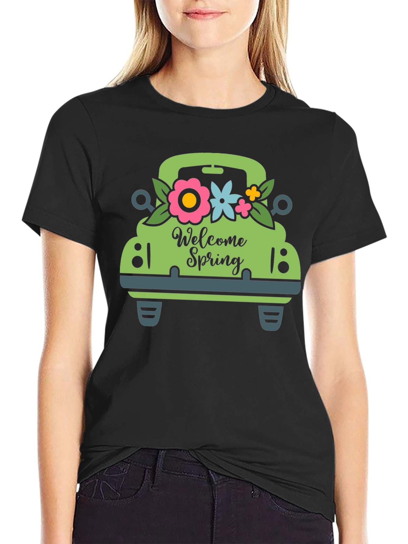 Welcome Spring Green Truck Graphic Tee
