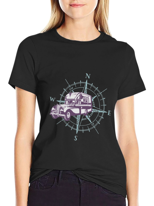 Vintage Camper Compass Graphic T-Shirt