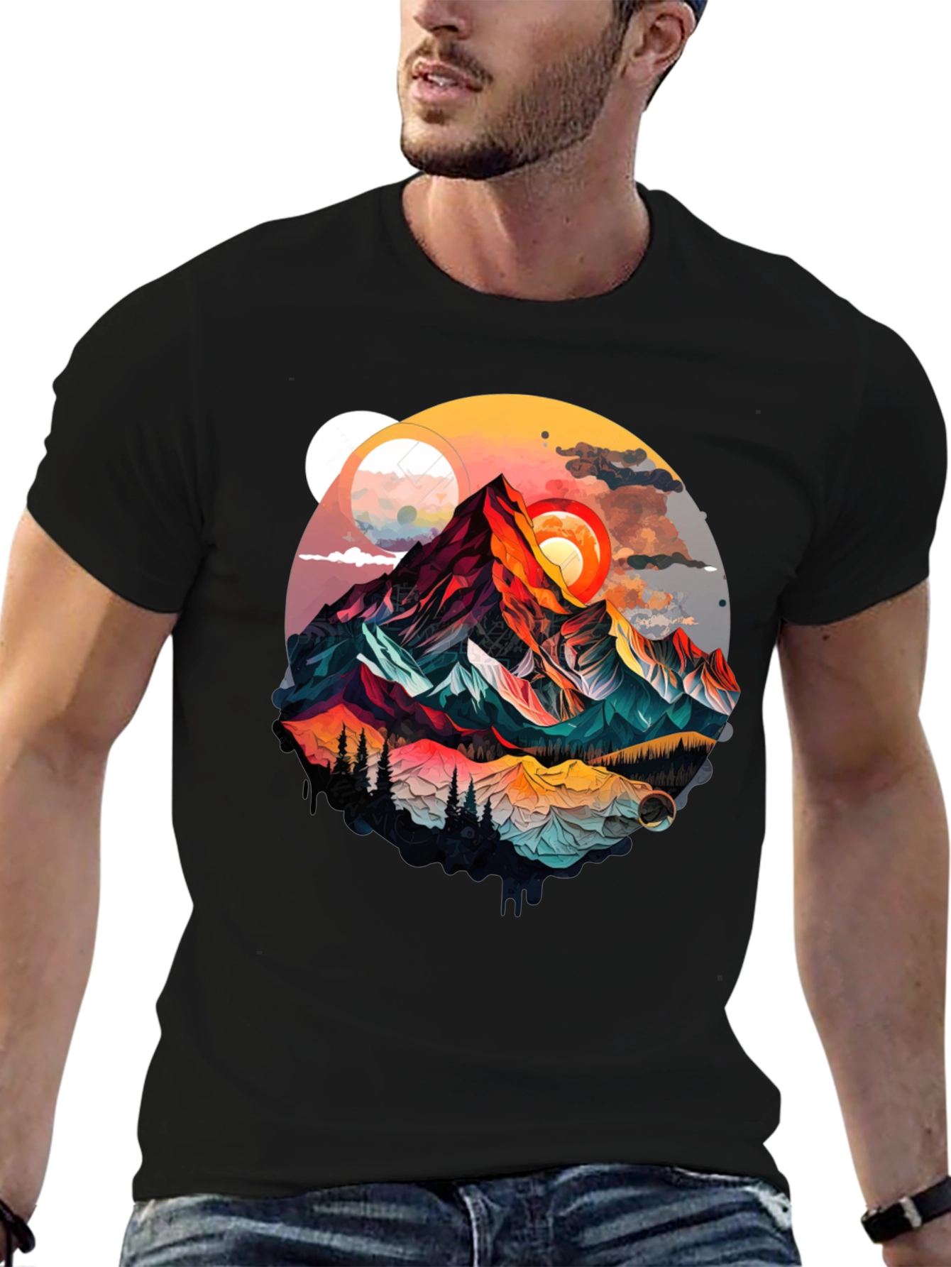 Mountain Graphic Tee - Artistic Landscape Design