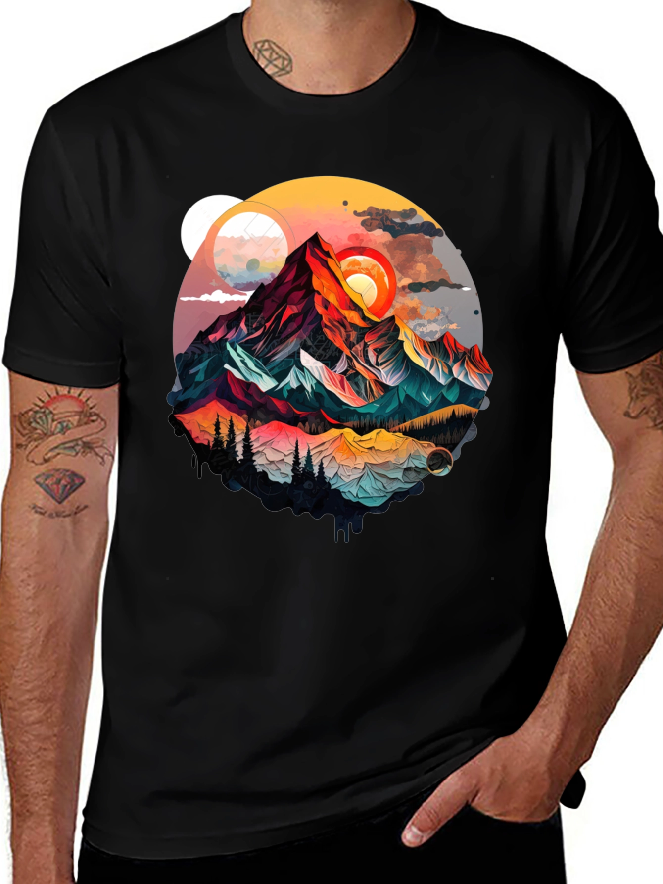 Mountain Graphic Tee - Artistic Landscape Design