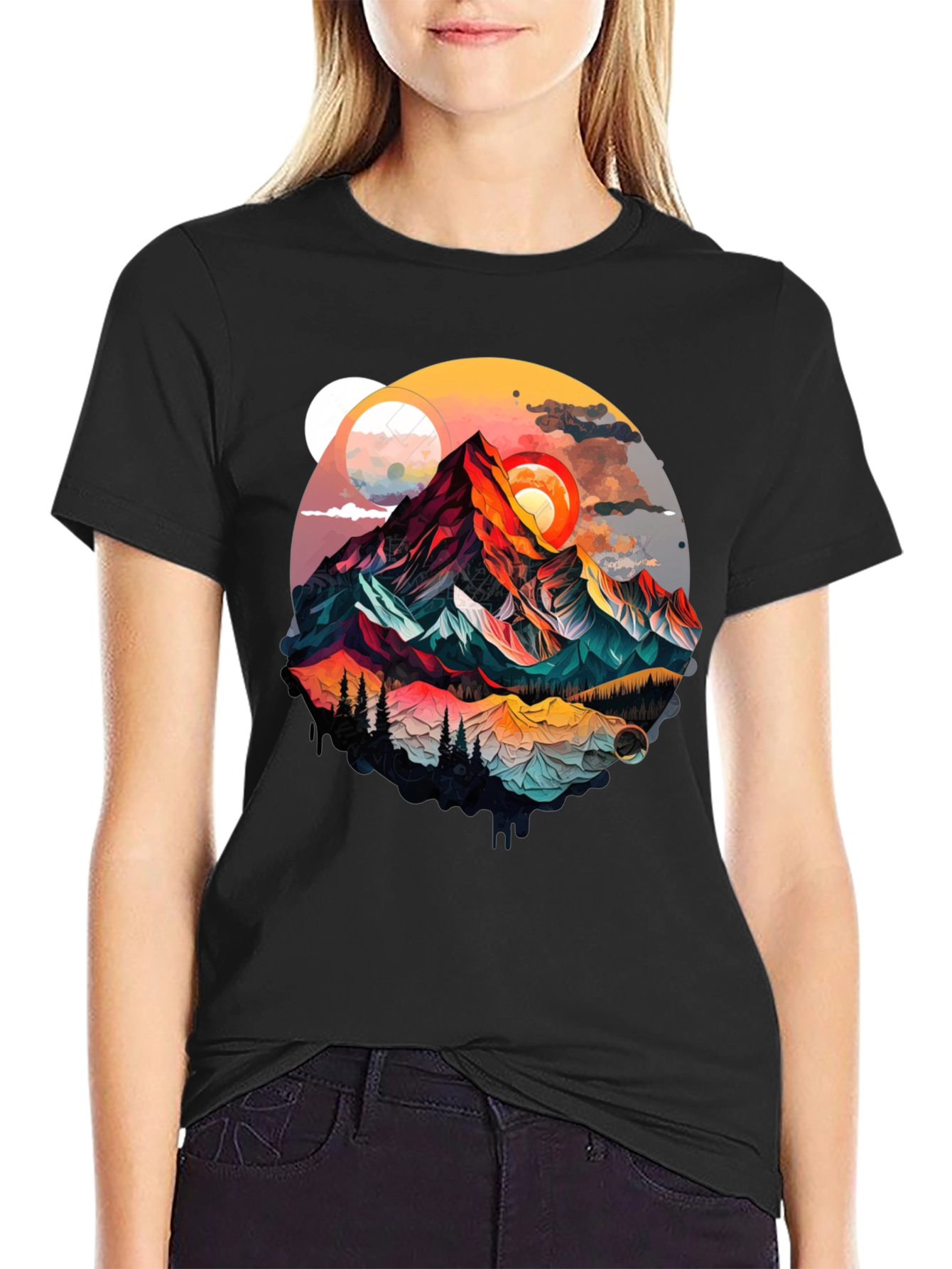 Mountain Graphic Tee - Artistic Landscape Design