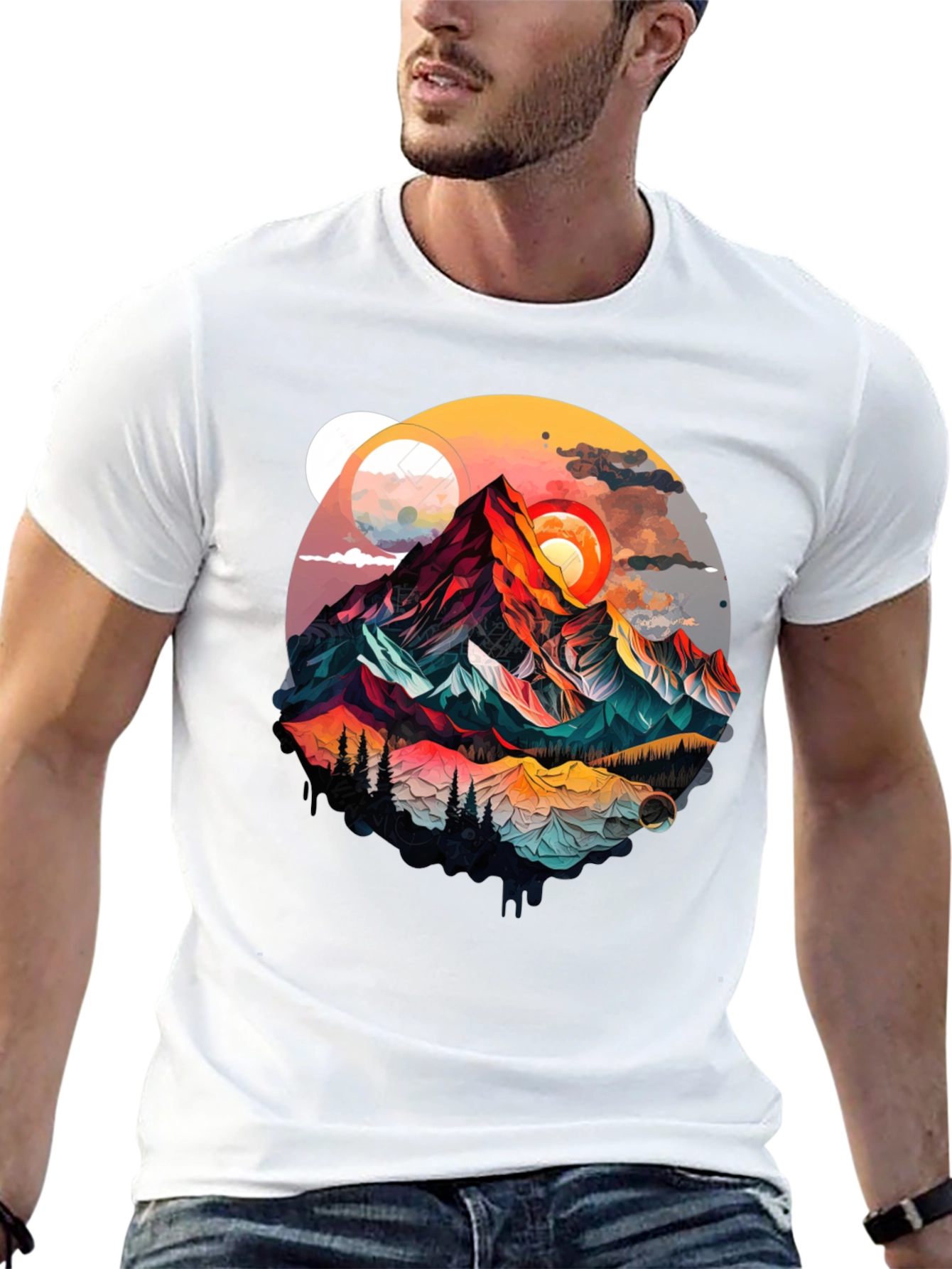 Mountain Graphic Tee - Artistic Landscape Design