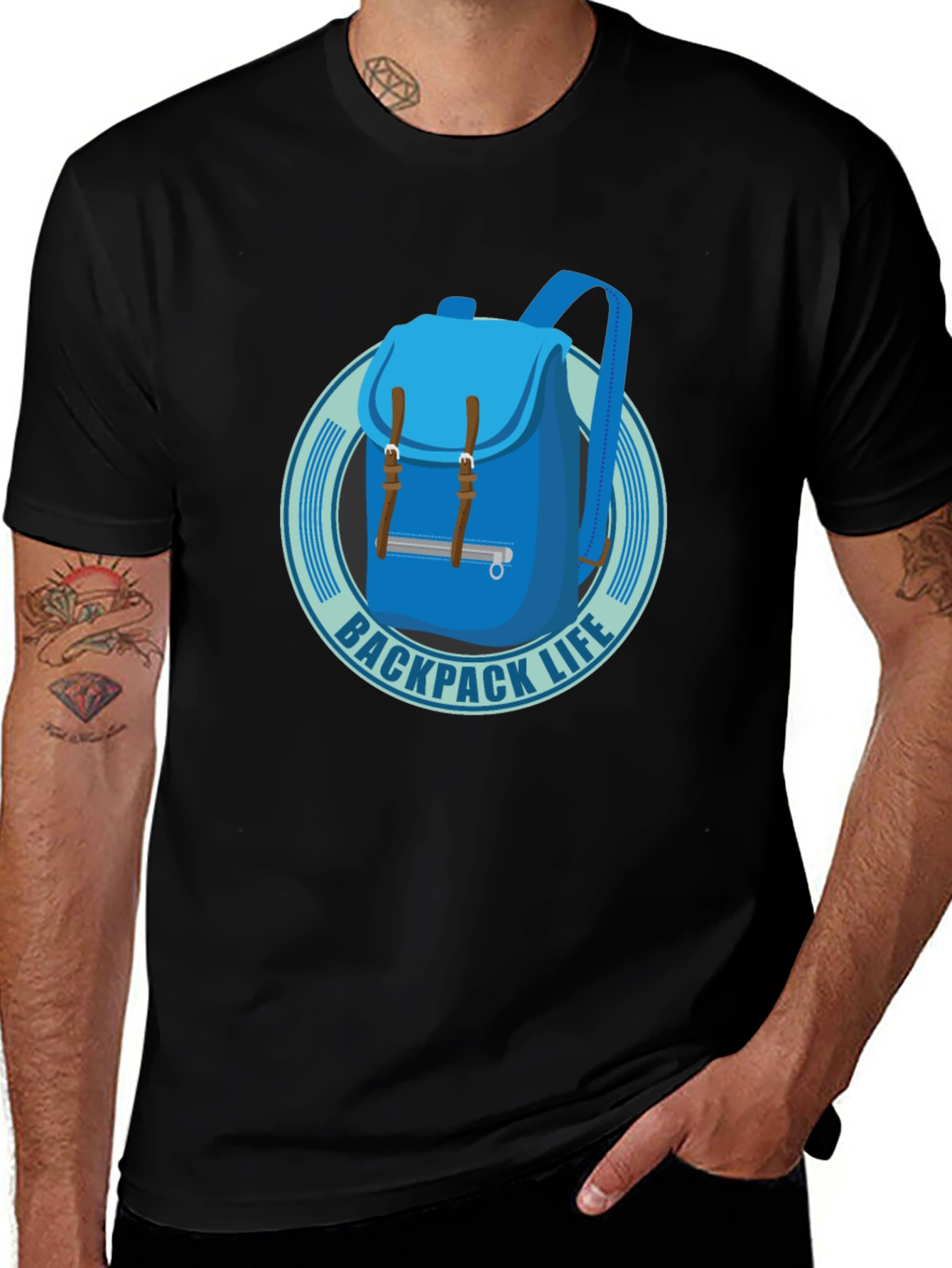 Backpack Life T-Shirt - Black Cotton Graphic Tee