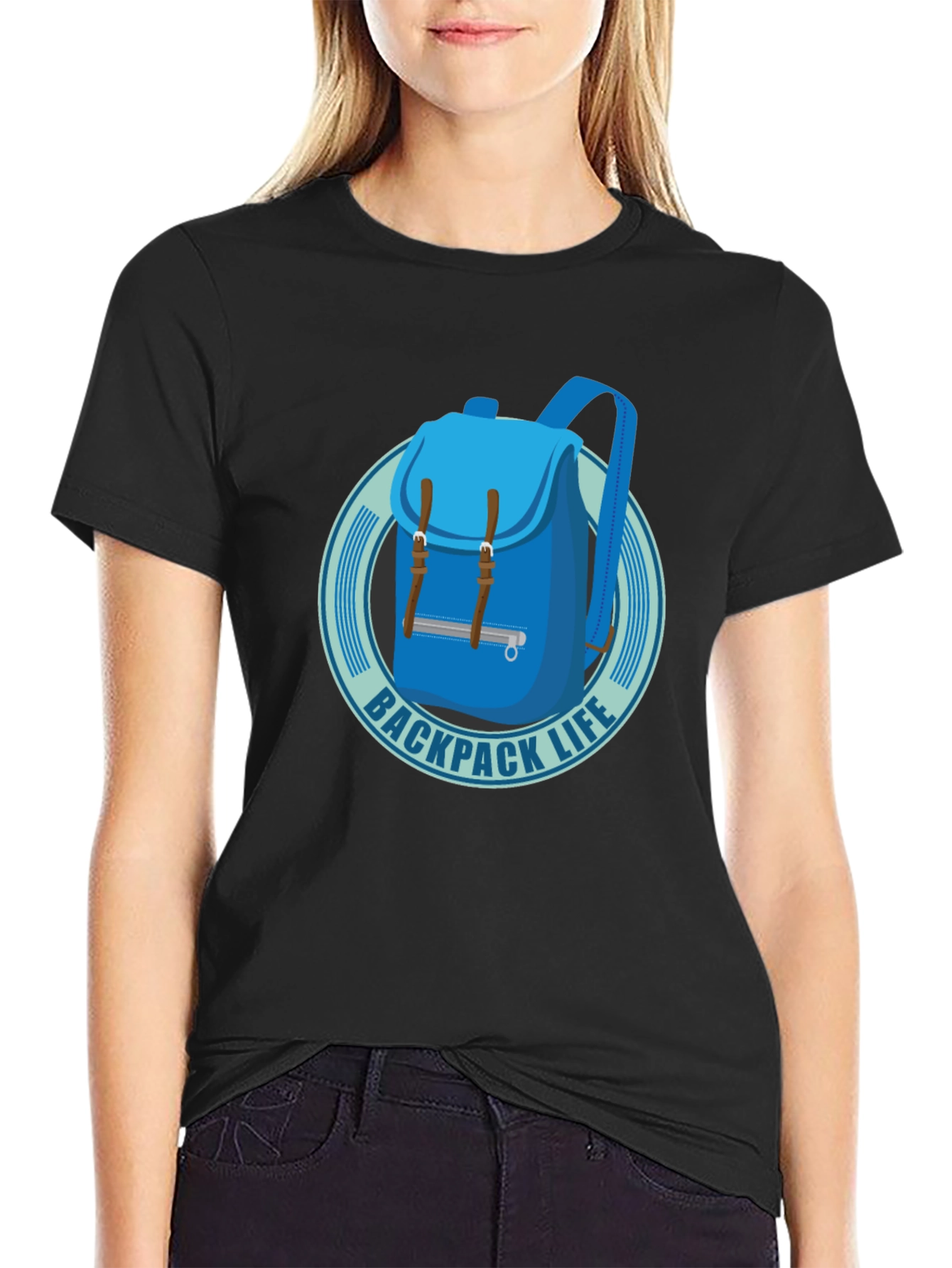Backpack Life T-Shirt - Black Cotton Graphic Tee