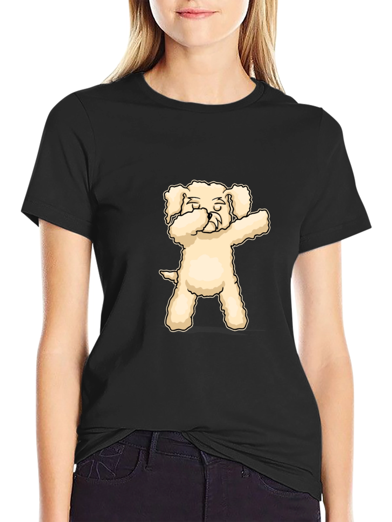 Dabbing Dog Graphic T-Shirt - Black