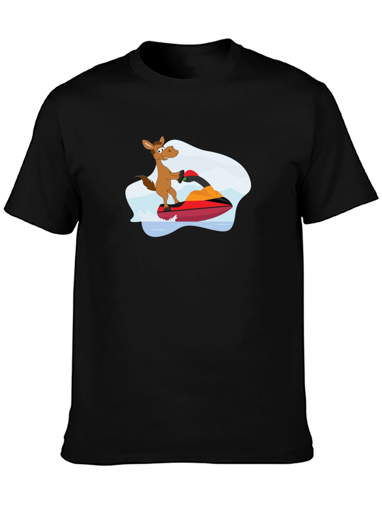 Jet Ski Horse Graphic T-Shirt - Black