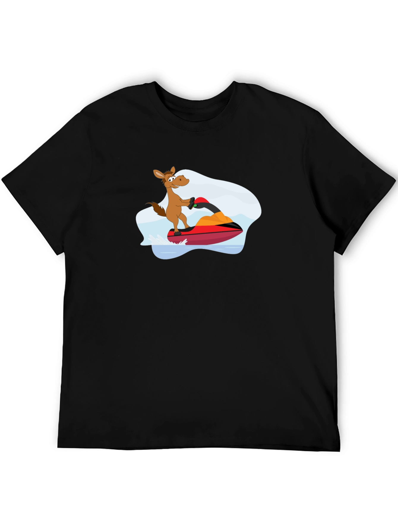 Jet Ski Horse Graphic T-Shirt - Black