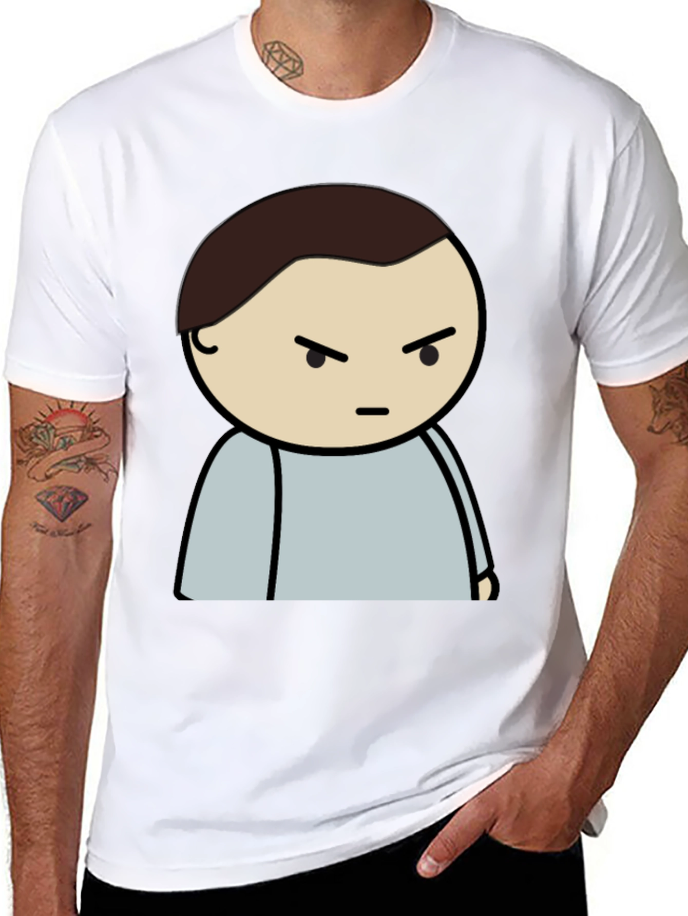 Angry Cartoon Character T-Shirt - Casual Style
