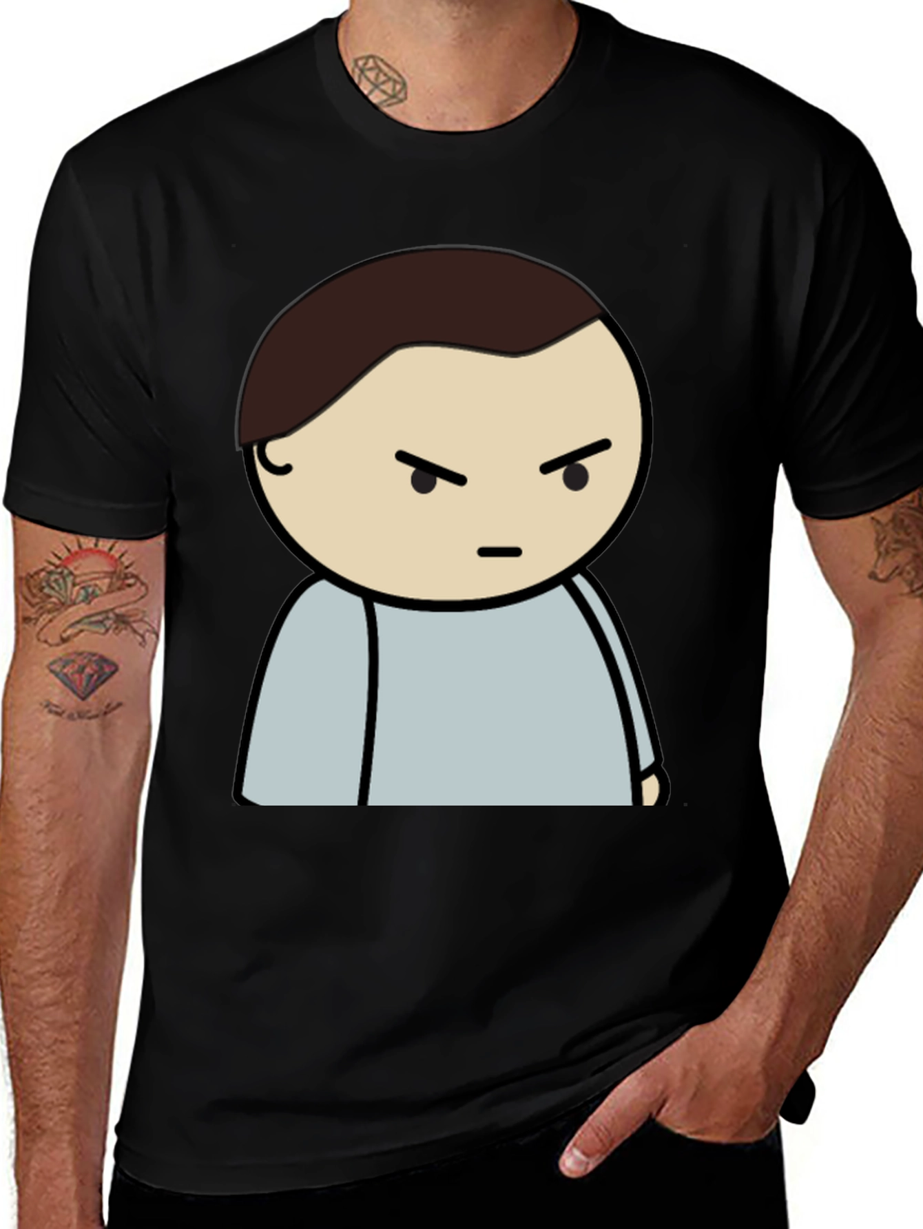 Angry Cartoon Character T-Shirt - Casual Style