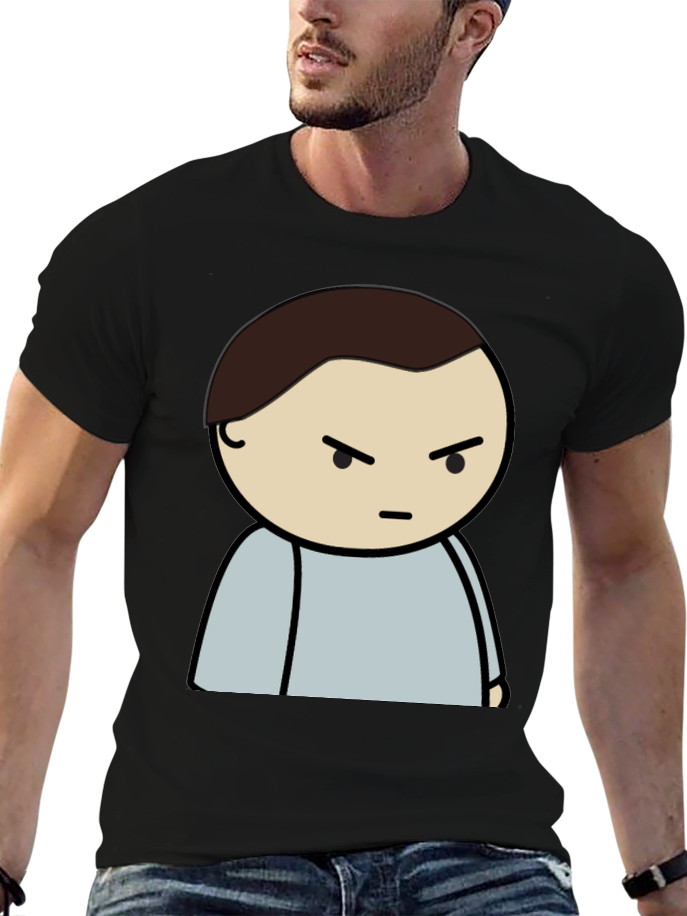 Angry Cartoon Character T-Shirt - Casual Style